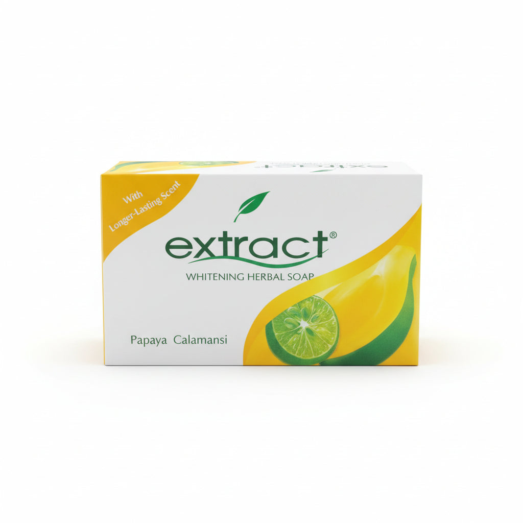 Box of extract soap on a metal shelf