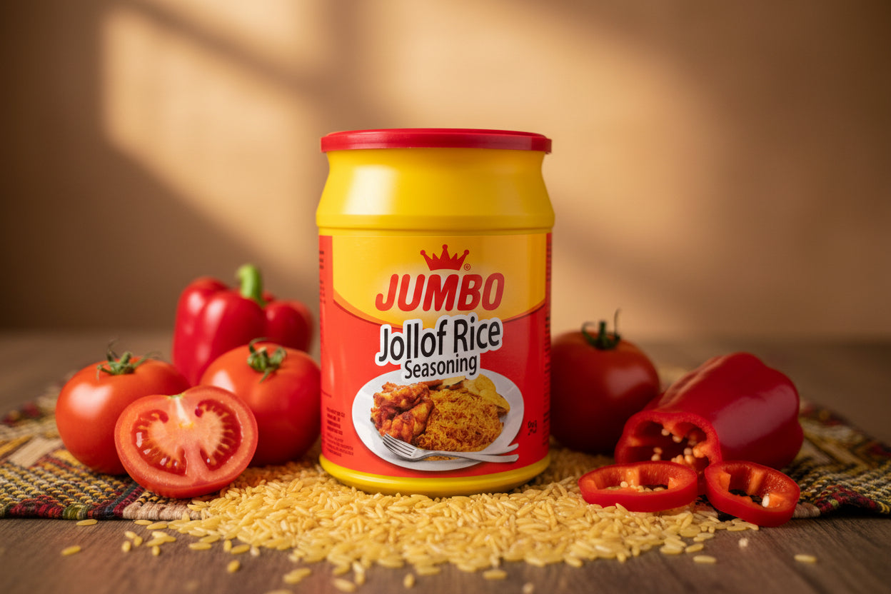 Jumbo Rice Seasoning container on a shelf