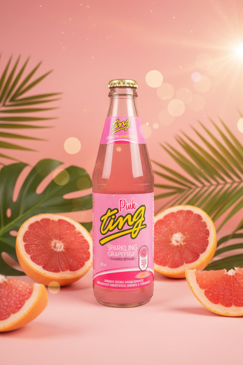 Pink LIme bottle with pink label on a white background